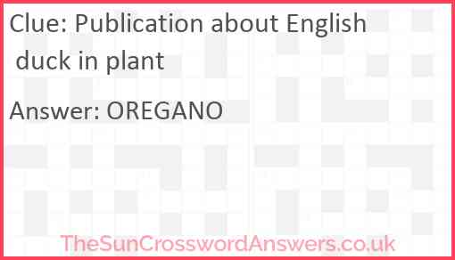 Publication about English duck in plant Answer