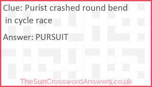 Purist crashed round bend in cycle race Answer