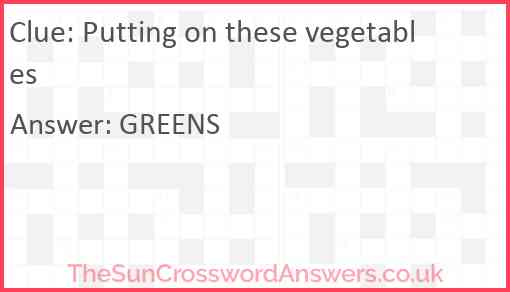 Putting on these vegetables Answer