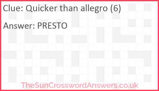 Quicker than allegro (6) Answer
