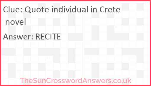 Quote individual in Crete novel Answer