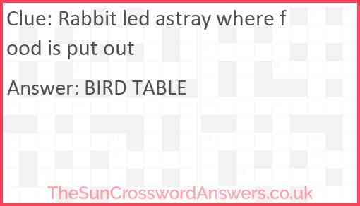 Rabbit led astray where food is put out Answer