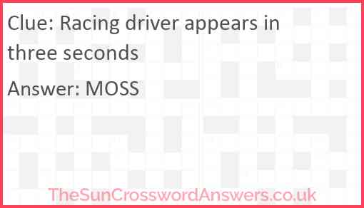 Racing driver appears in three seconds Answer