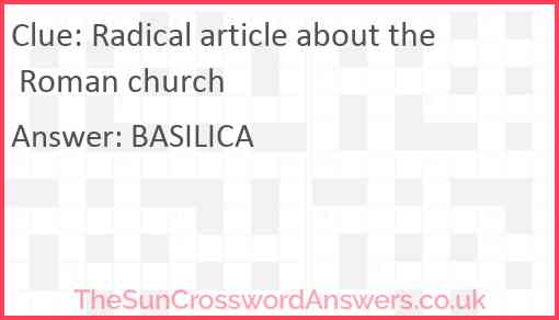 Radical article about the Roman church Answer