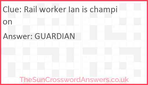 Rail worker Ian is champion Answer