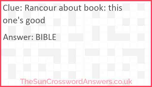 Rancour about book: this one's good Answer