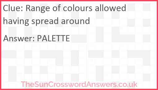 Range of colours allowed having spread around Answer