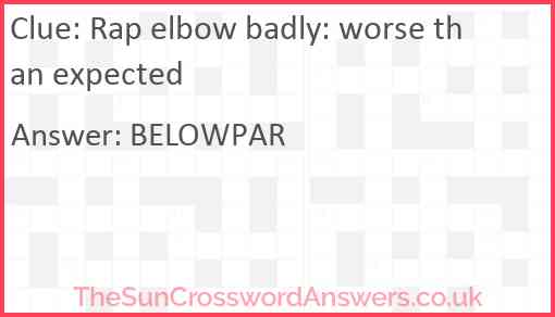 Rap elbow badly: worse than expected Answer