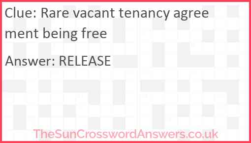 Rare vacant tenancy agreement being free Answer