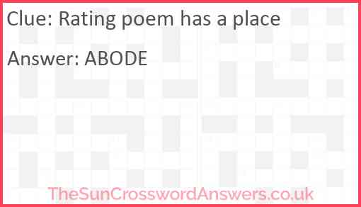 Rating poem has a place Answer