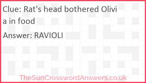 Rat's head bothered Olivia in food Answer