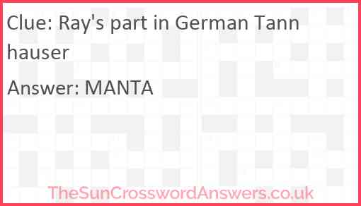 Ray's part in German Tannhauser Answer