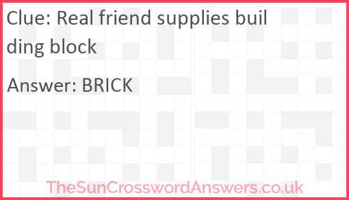 Real friend supplies building block Answer
