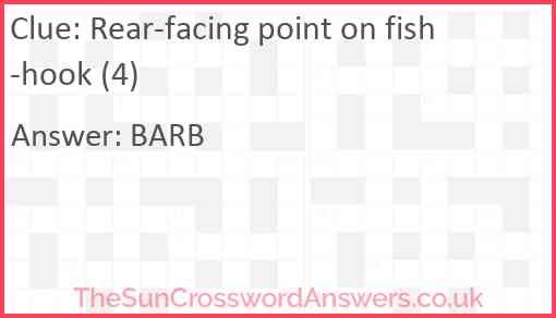 Rear-facing point on fish-hook (4) Answer