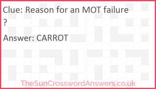 Reason for an MOT failure? Answer