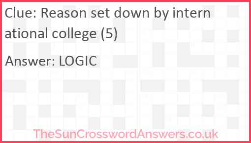 Reason set down by international college (5) Answer