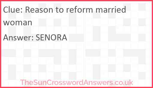 Reason to reform married woman Answer