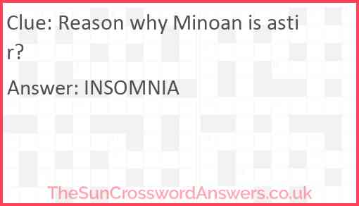 Reason why Minoan is astir? Answer