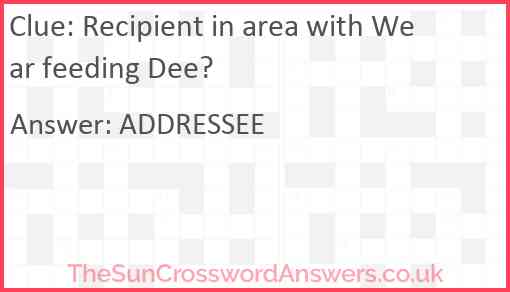 Recipient in area with Wear feeding Dee? Answer