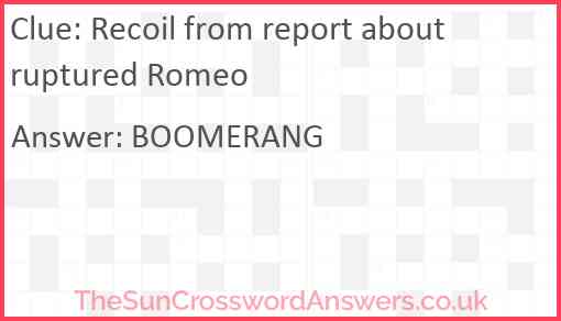 Recoil from report about ruptured Romeo Answer