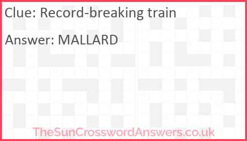 Record-breaking train Answer