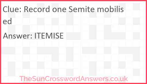 Record one Semite mobilised Answer