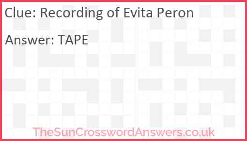 Recording of Evita Peron Answer