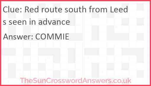 Red route south from Leeds seen in advance Answer