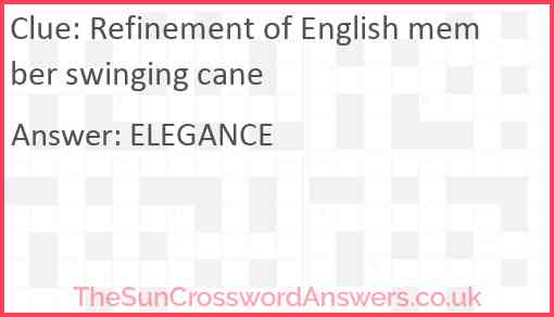 Refinement of English member swinging cane Answer