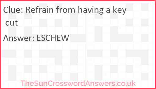 Refrain from having a key cut Answer