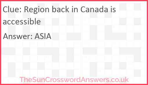 Region back in Canada is accessible Answer