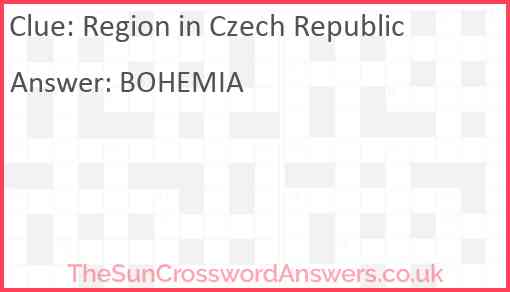 Region in Czech Republic crossword clue TheSunCrosswordAnswers co uk