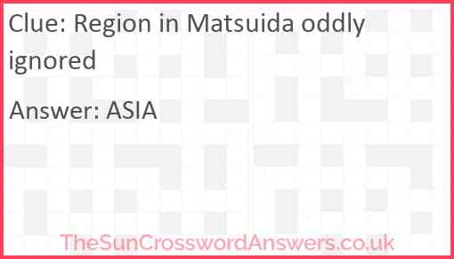 Region in Matsuida oddly ignored Answer