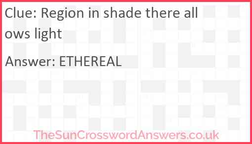 Region in shade there allows light Answer