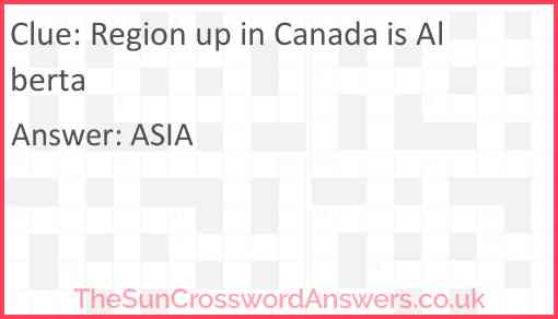 Region up in Canada is Alberta Answer