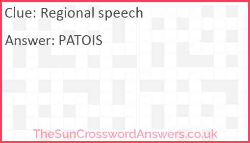 Regional speech Answer
