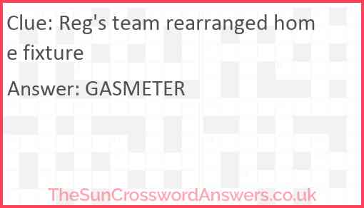 Reg's team rearranged home fixture Answer