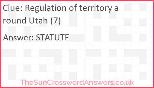 Regulation of territory around Utah (7) Answer