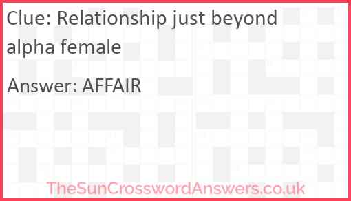Relationship just beyond alpha female Answer
