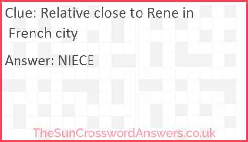 Relative close to Rene in French city Answer