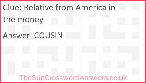 Relative from America in the money Answer