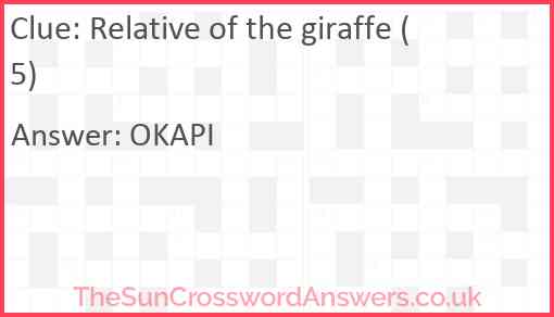 Relative of the giraffe (5) Answer
