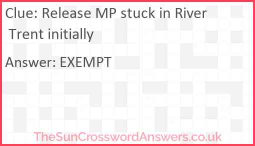 Release MP stuck in River Trent initially Answer