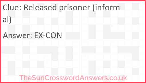 Released prisoner (informal) Answer