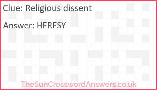 Religious dissent Answer