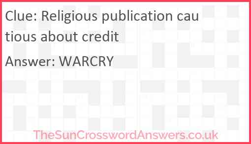 Religious publication cautious about credit Answer