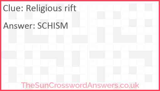 Religious rift Answer