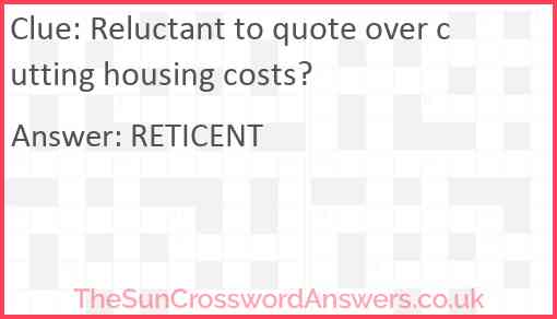 Reluctant to quote over cutting housing costs? Answer