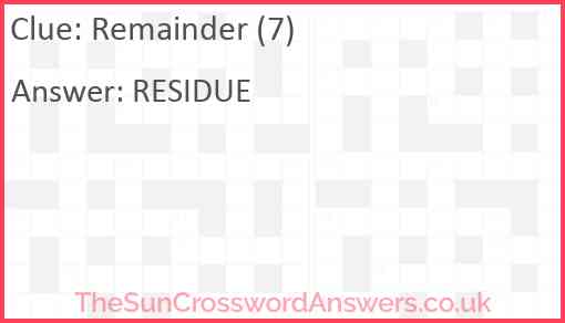 Remainder (7) Answer