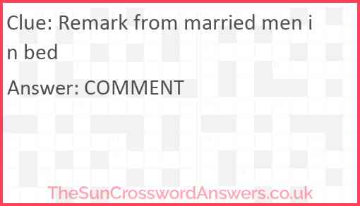 Remark from married men in bed Answer